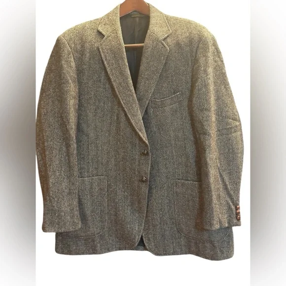 Harris Tweed Men's Vintage Herringbone WoolBlazer Jacket Size 48